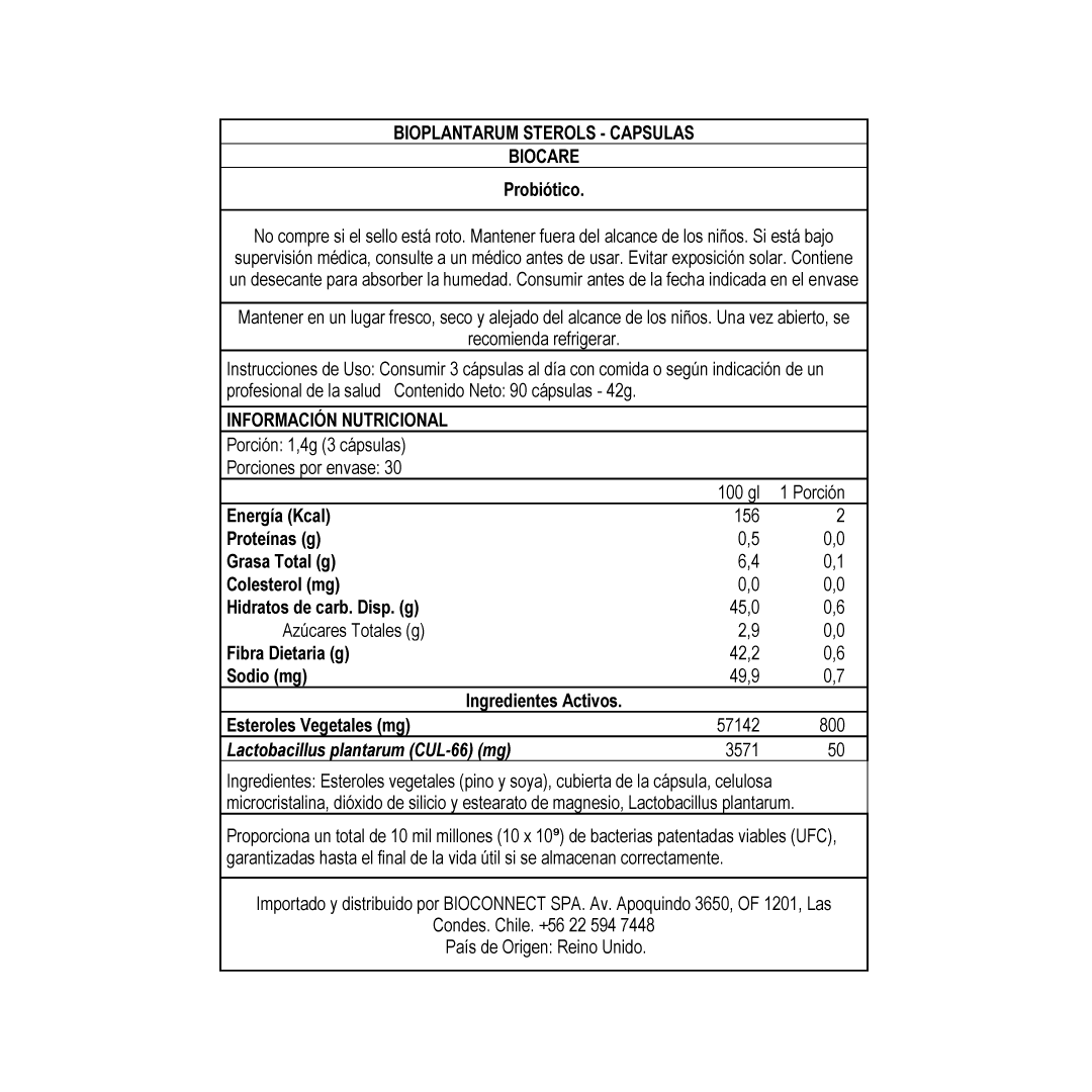 Probióticos - Bioplantarum Sterols - 90 Cápsulas